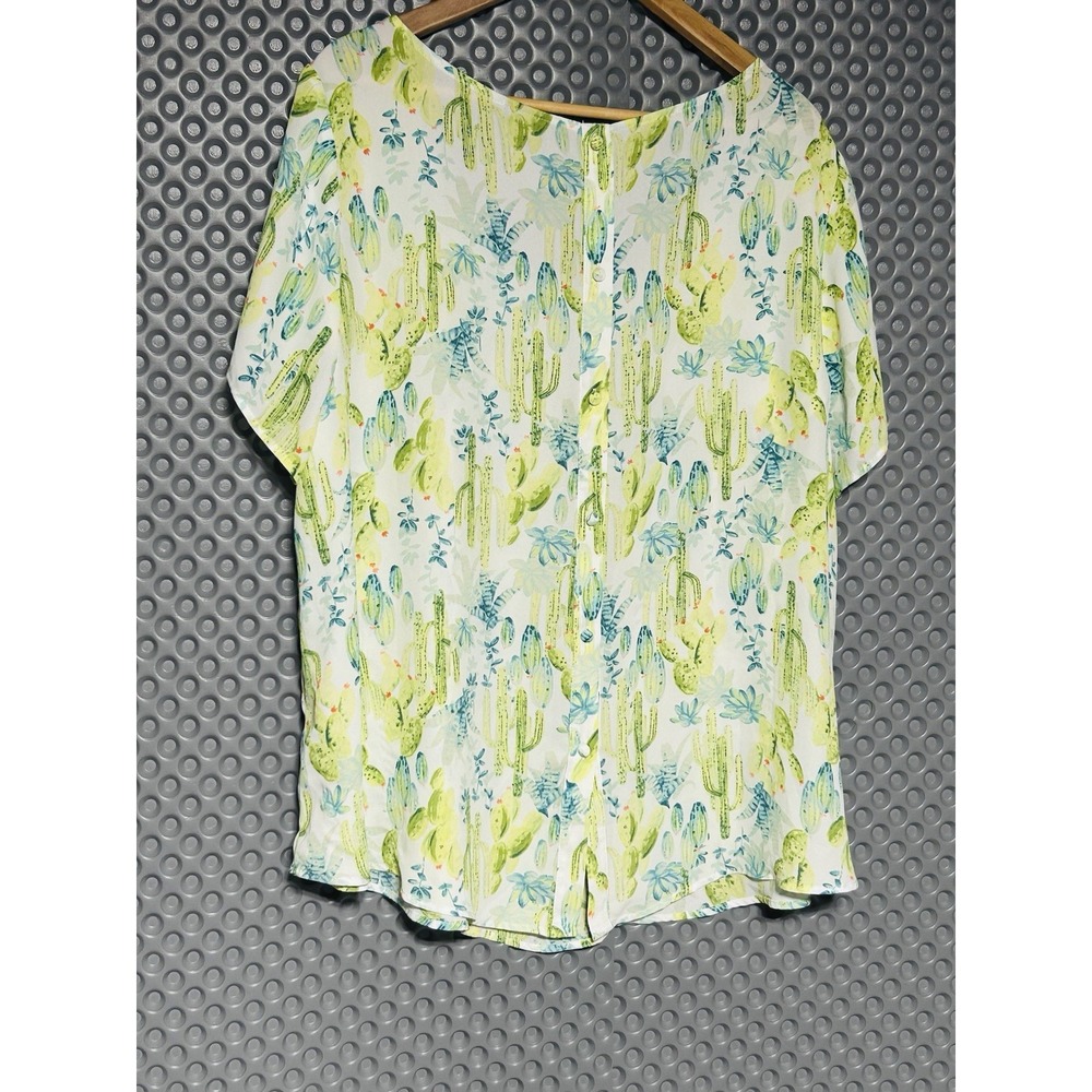 TORRID SIZE 2 Women's Top Blouse Short Sleeve Cactus Sheer Polyester Lightweight - Picture 3 of 10